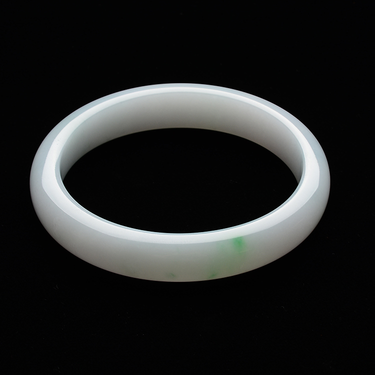 (超值推荐)糯冰种白底青手镯(60.2mm)