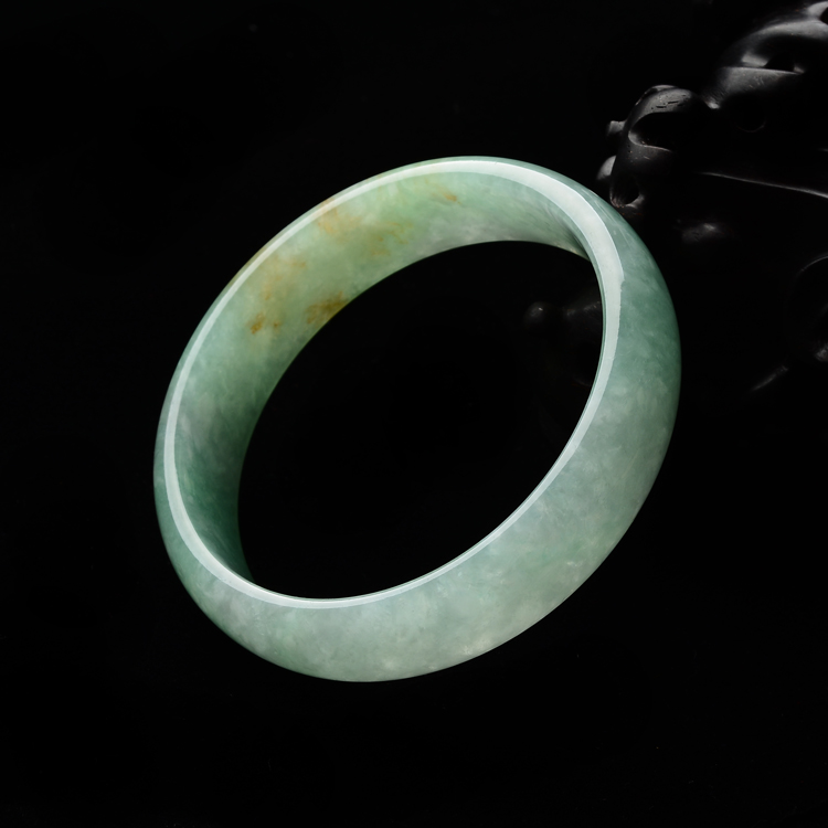 糯冰种豆绿带黄翡手镯(54.2mm）