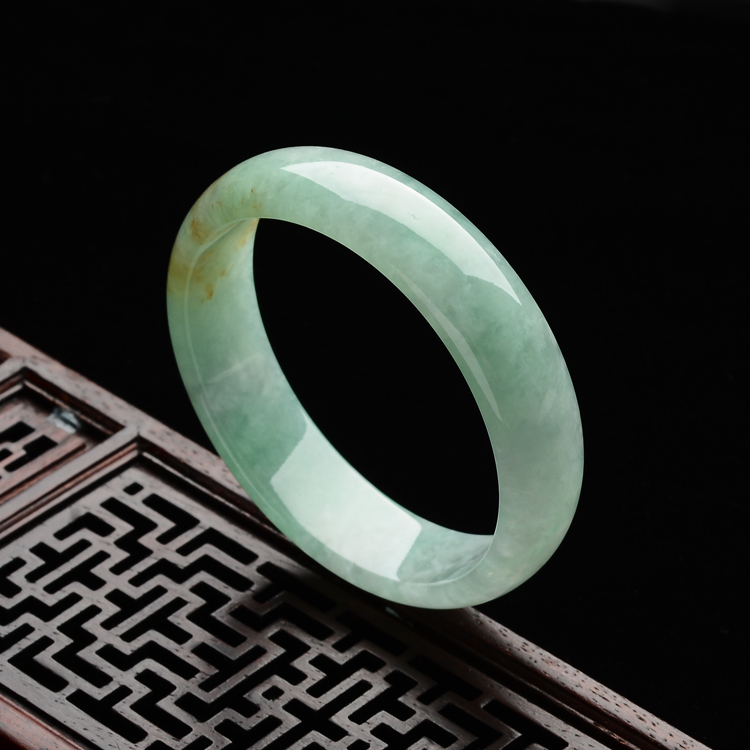 糯冰种豆绿带黄翡手镯(54.2mm）