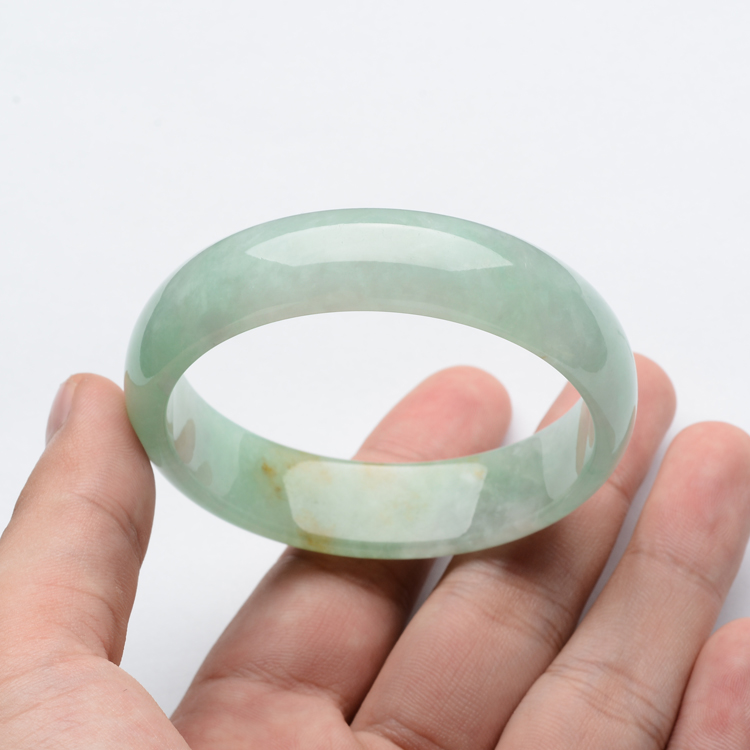糯冰种豆绿带黄翡手镯(54.2mm）