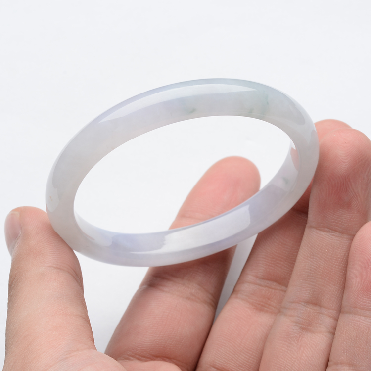 糯冰种淡紫罗兰飘花贵妃镯(52.8mm-45.5mm）