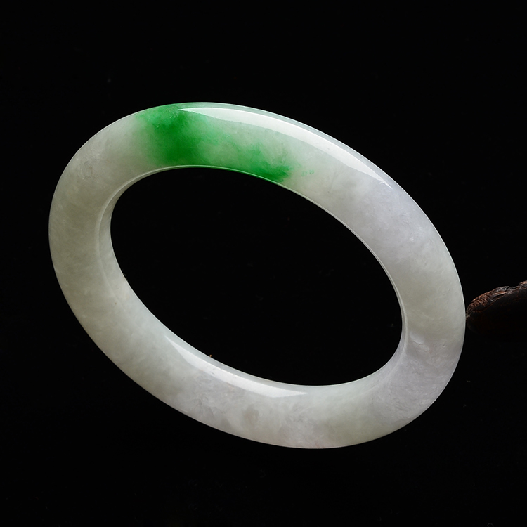 (超值推荐)糯冰种飘阳绿圆条手镯(55.1mm）