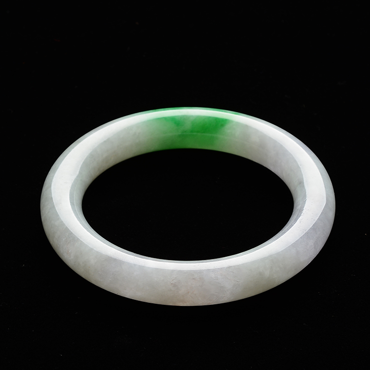 (超值推荐)糯冰种飘阳绿圆条手镯(55.1mm）