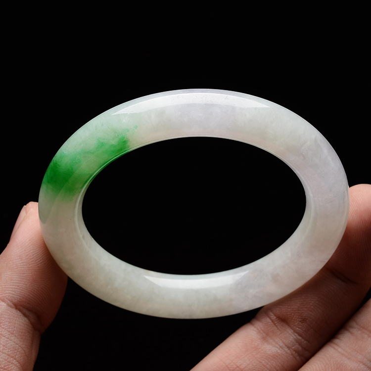 (超值推荐)糯冰种飘阳绿圆条手镯(55.1mm）