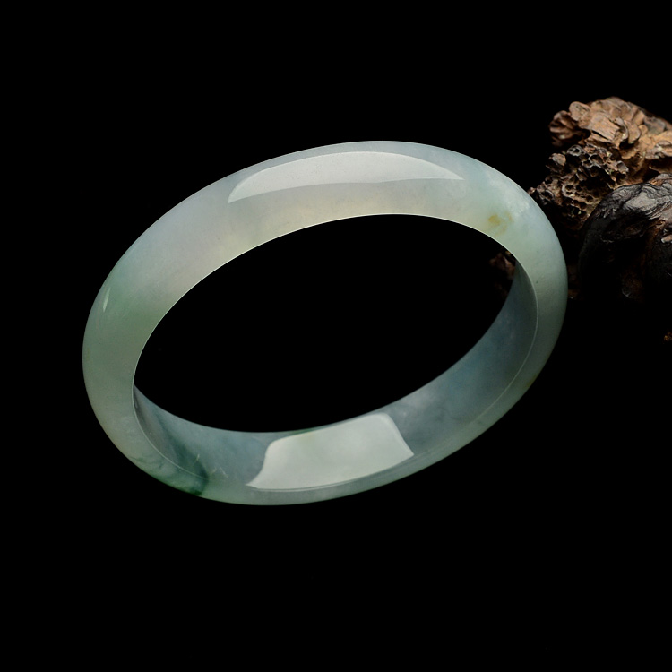（超值推荐）糯冰种飘花略带黄翡手镯（58.6mm ）