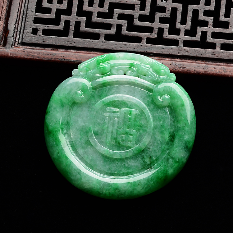 糯冰种阳绿祥龙献福挂件