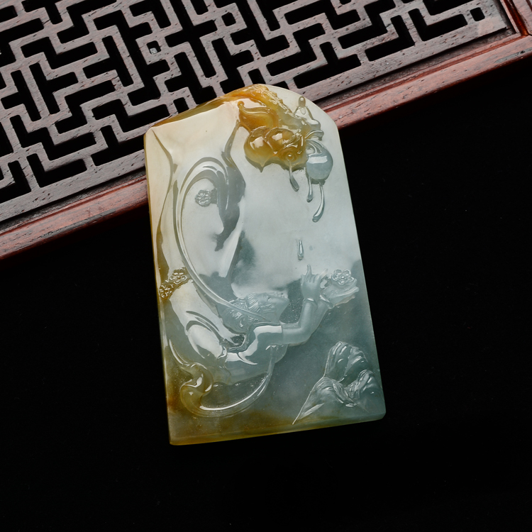 (超值推荐)冰种晴水黄翡浮生若梦挂件