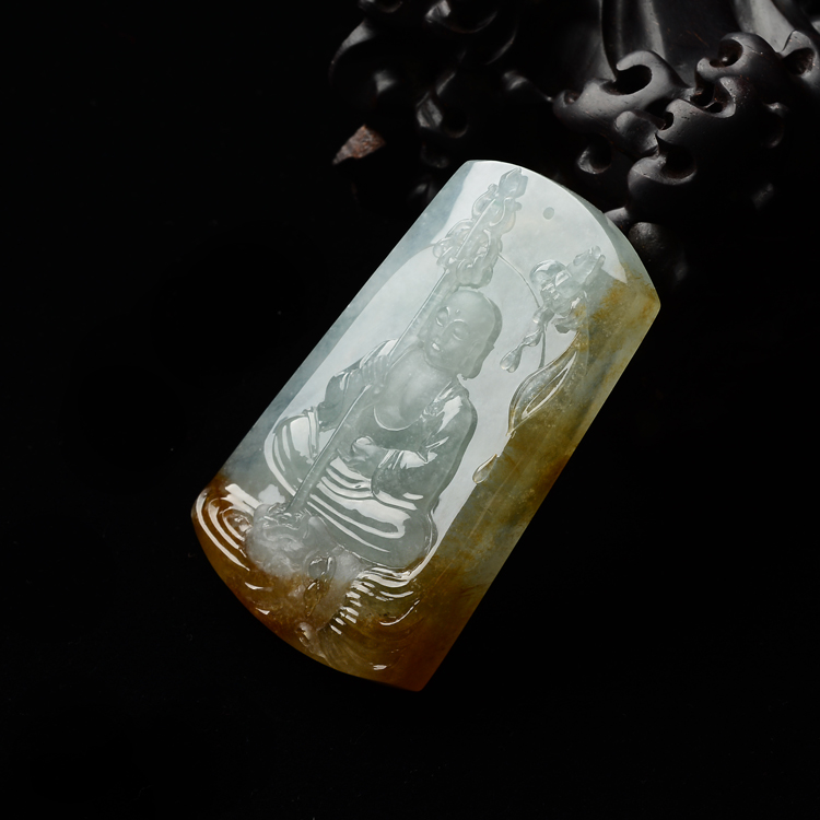 (超值推荐)冰种晴水褐黄翡地藏伏魔挂件