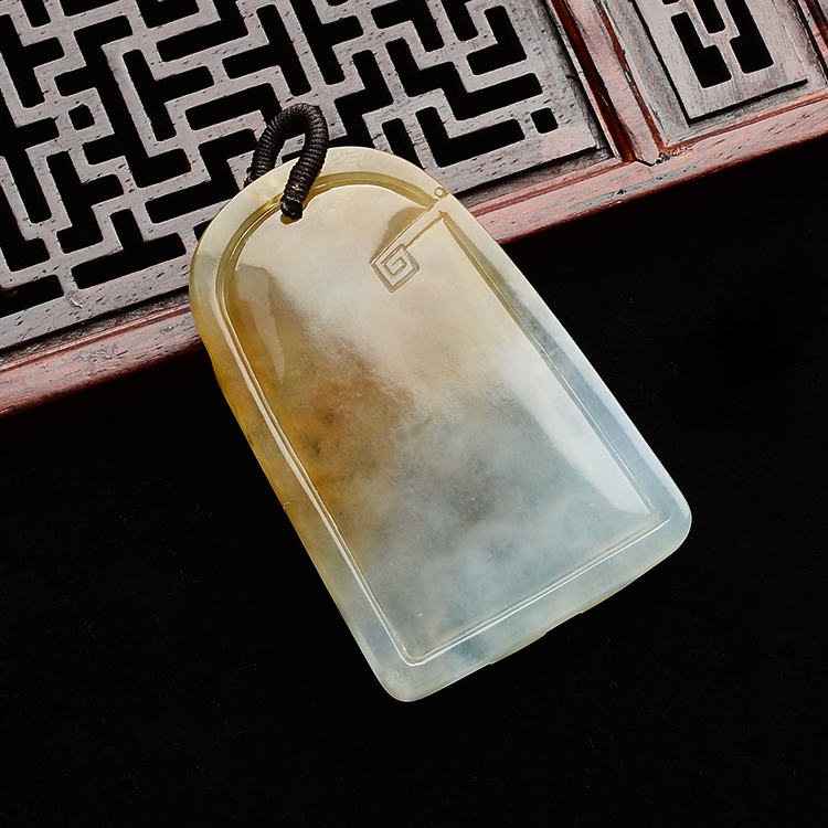 (超值推荐)冰种褐黄翡龙凤呈祥挂件
