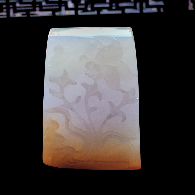 糯冰种淡紫罗兰带红翡蝶恋花挂件