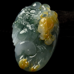 （超值推荐）糯冰种飘花带黄翡龙行如意挂件/手玩件