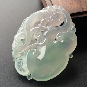 (超值推荐)冰种晴水淡紫罗兰螭龙如意挂件