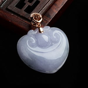 (超值推荐)糯冰种紫罗兰略飘花如意挂件(镶玫瑰金扣)