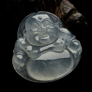 冰玻种晴水飘花玉佛挂件