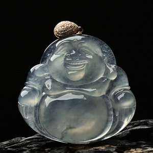 冰种略飘花玉佛挂件