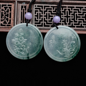 (超值推荐)冰种飘花君子对牌挂件