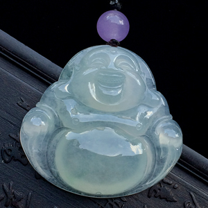 冰种晴水略飘花玉佛挂件