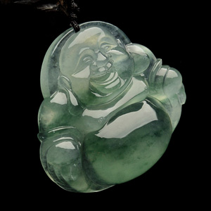 冰种飘花玉佛挂件