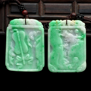 糯冰种翠色福寿双至/龙行如意挂件（一对）