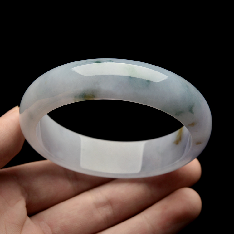 糯冰种淡紫罗兰飘花手镯（60mm ）