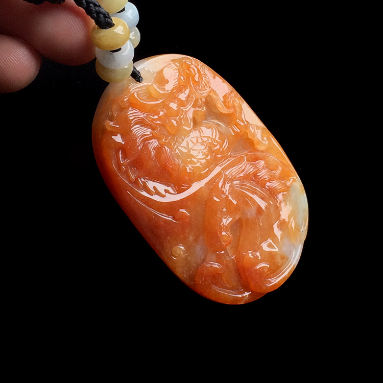 （超值推荐）糯冰种红黄翡龙马精神挂件