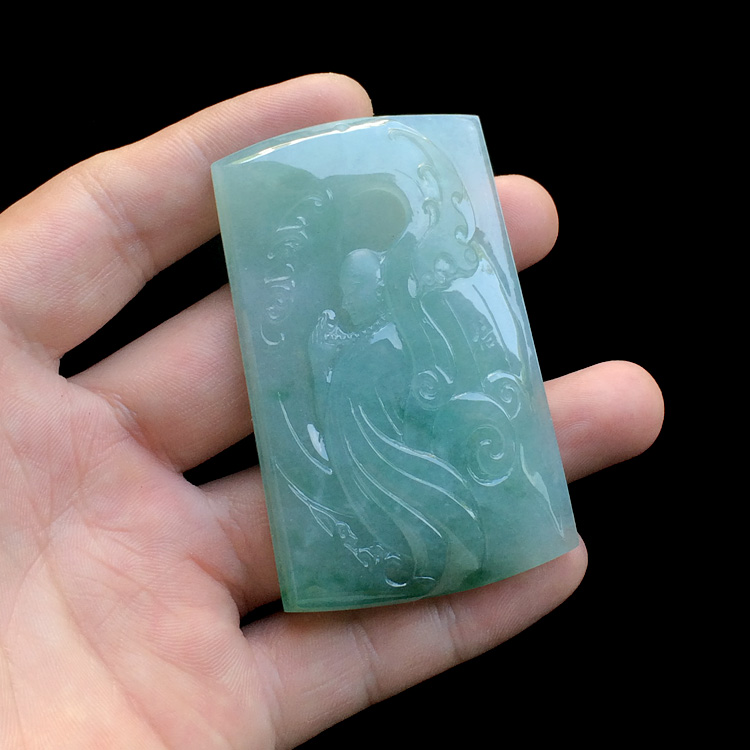 糯冰种飘花悟道挂件