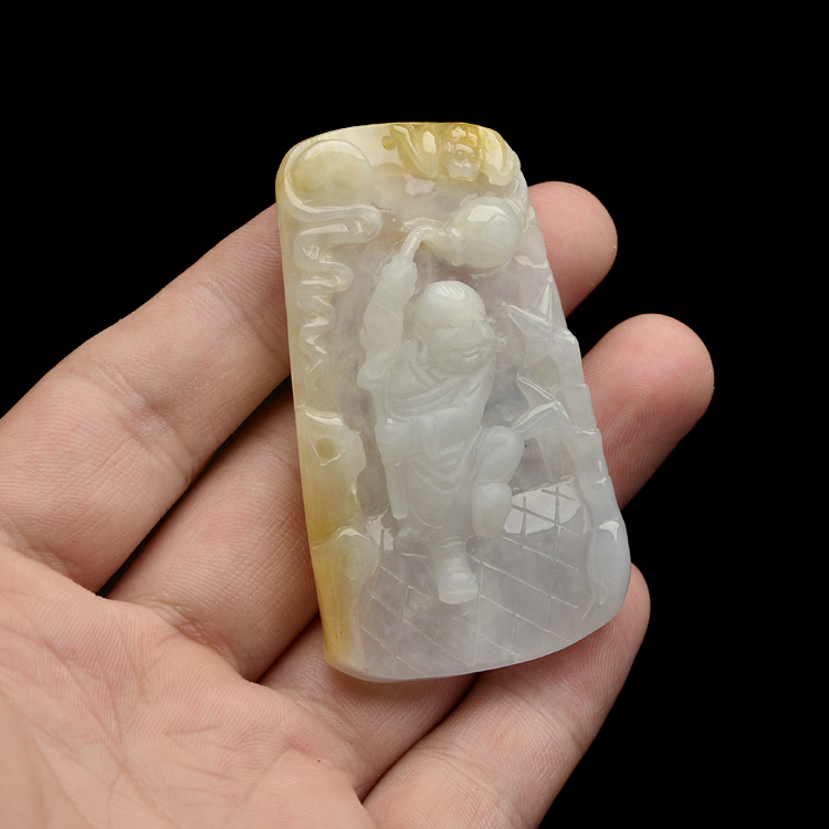 糯冰种黄翡张灯结彩挂件