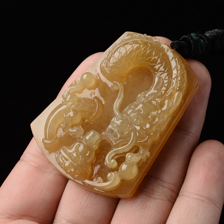 (超值推荐)冰种黄翡降龙伏魔挂件