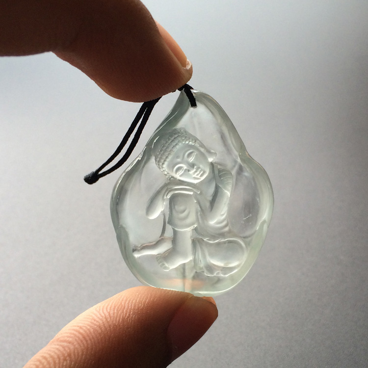 (超值推荐)冰玻种淡晴水一夜成佛挂件