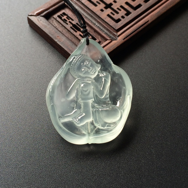 (超值推荐)冰玻种淡晴水一夜成佛挂件