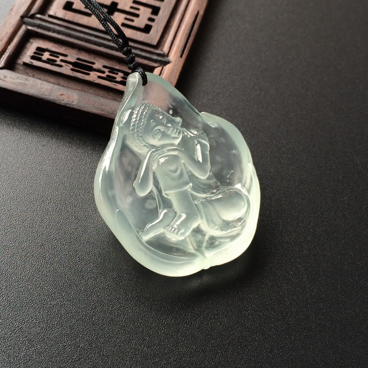 (超值推荐)冰玻种淡晴水一夜成佛挂件