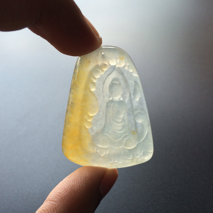 (超值推荐)冰种黄翡悟道挂件(一对)