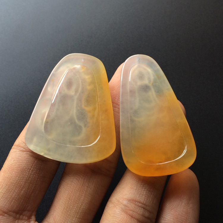 (超值推荐)冰种黄翡悟道挂件(一对)