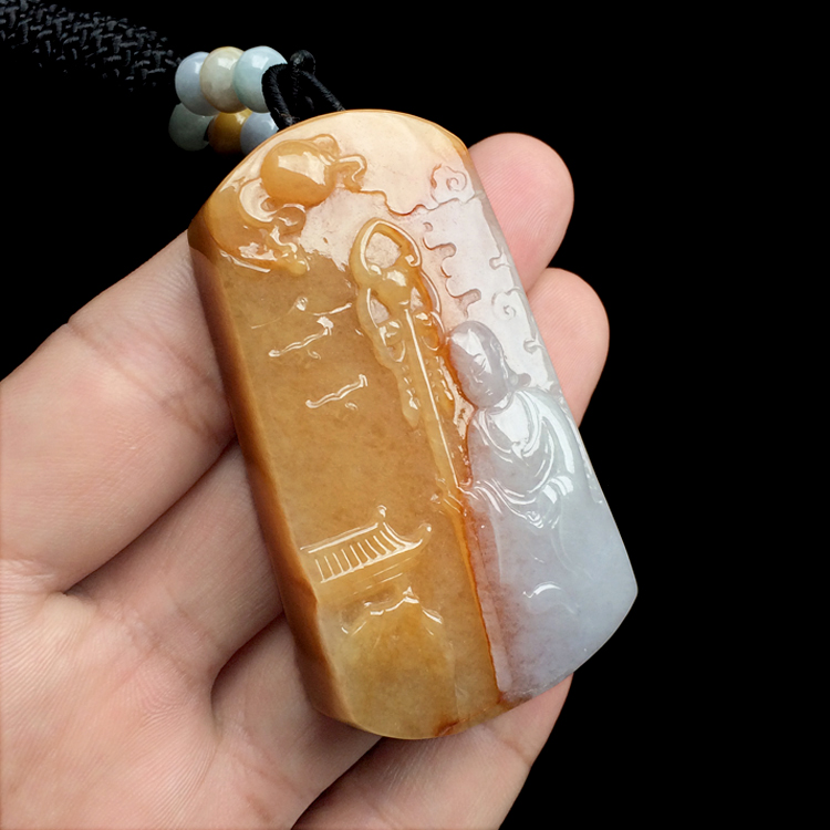 糯冰种黄翡地藏王挂件