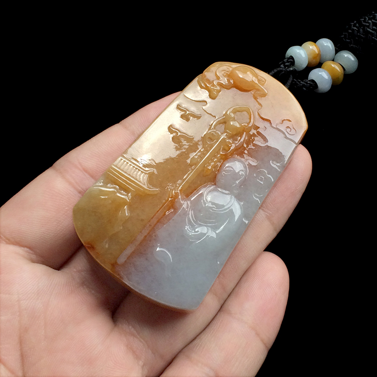 糯冰种黄翡地藏王挂件