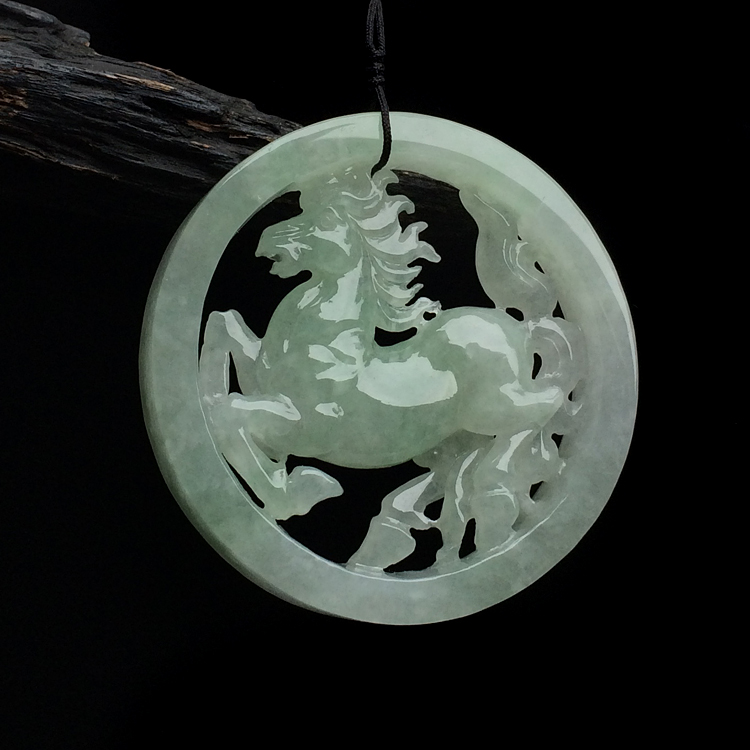 糯冰种晴水马到成功挂件