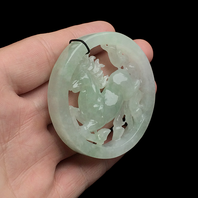 糯冰种晴水马到成功挂件