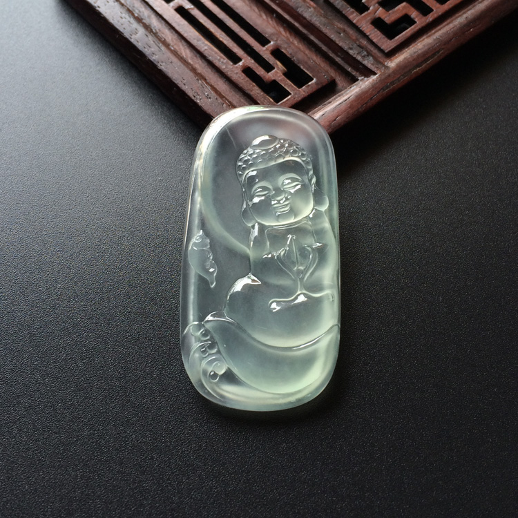 (超值推荐)冰玻种淡晴水普度众生胸坠面