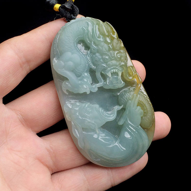 （超值推荐）糯冰种晴水褐黄翡画龙点睛挂件