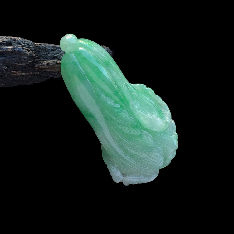 （超值推荐）糯冰种翠色白菜挂件