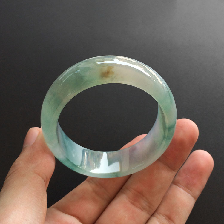 （超值推荐）冰种飘花略带黄翡贵妃镯（56.5mm-49.5mm）