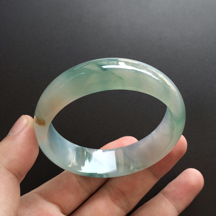 （超值推荐）冰种飘花略带黄翡手镯（58.5mm）