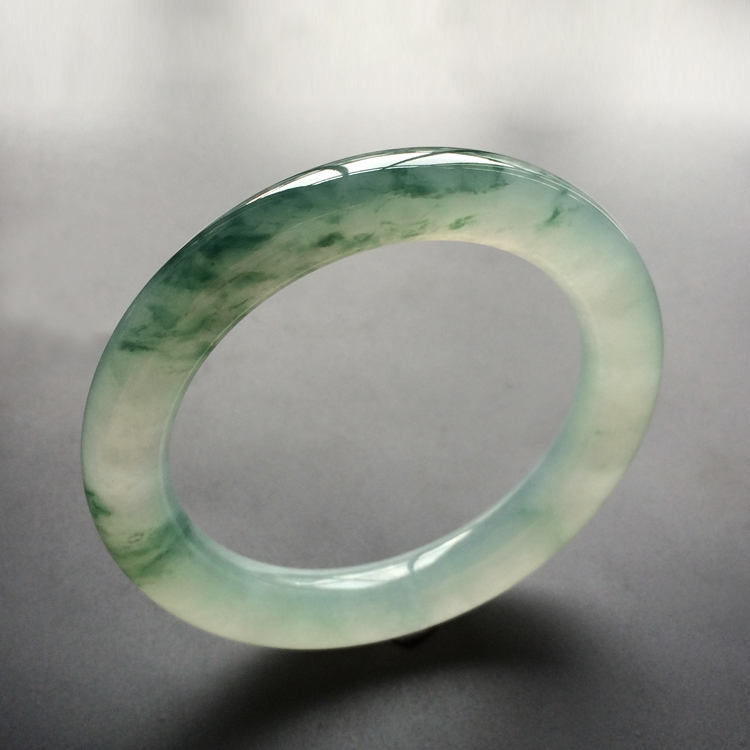 (超值推荐)冰种晴水飘花圆条手镯(58mm)