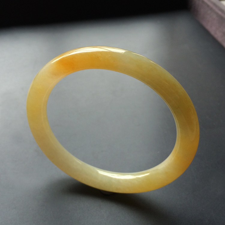 (超值推荐)糯冰种黄翡圆条手镯(60.5mm)