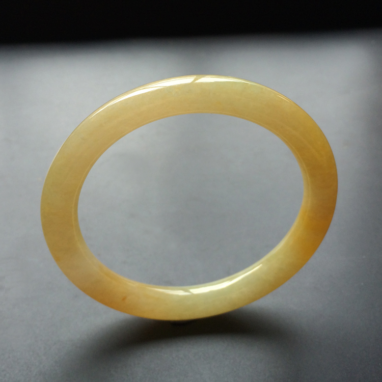 (超值推荐)糯冰种黄翡圆条手镯(60.5mm)