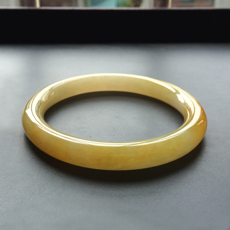 (超值推荐)糯冰种黄翡圆条手镯(60.5mm)