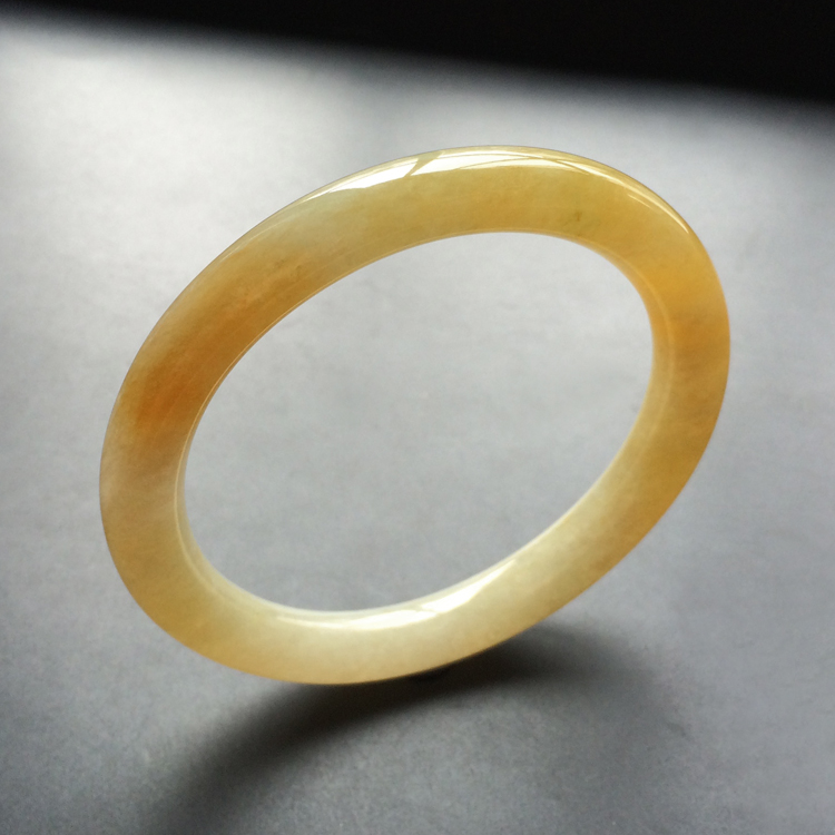 (超值推荐)糯冰种黄翡圆条手镯(60.5mm)