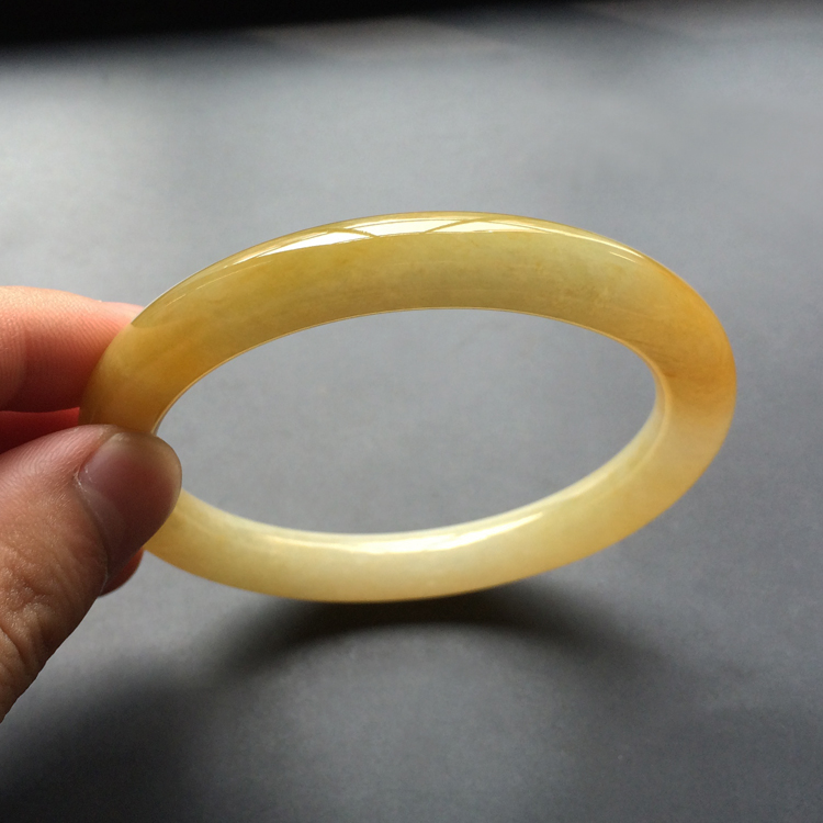 (超值推荐)糯冰种黄翡圆条手镯(60.5mm)