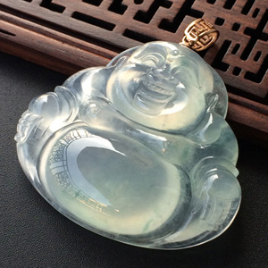 (超值推荐)冰种略飘花玉佛挂件