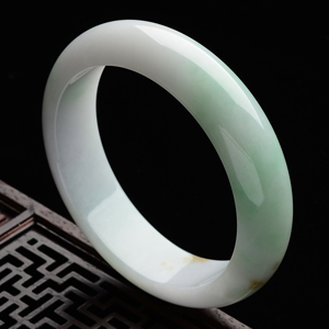 (超值推荐)糯冰种白底青略飘褐黄翡手镯(60.3mm)